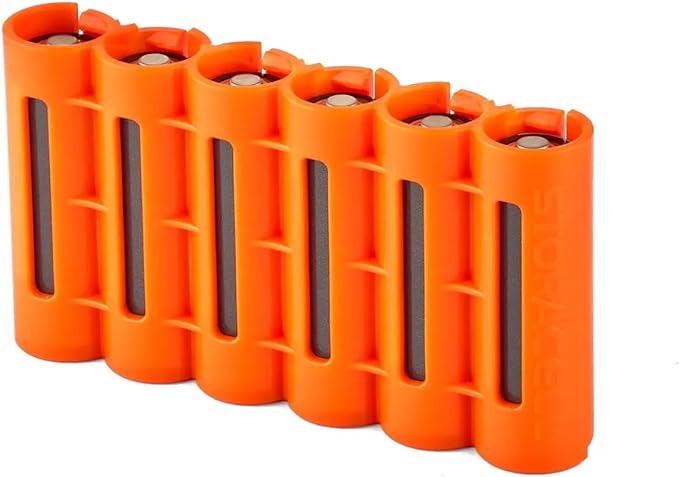Storacell AA Battery Storage Caddy (2 Pack), Orange, Holds 6 AA Batteries (Not Included), The Original Battery Caddy, Made in The USA