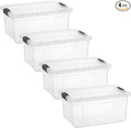 Superio Clear Storage Boxes with Lids, 11 Quart Plastic Container Bins for Organizing, Stackable Crates, BPA Free, Non Toxic, Odor Free, Organizers for Home, Office and Dorm, 4 Pack
