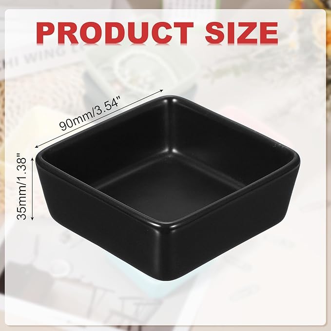 PATIKIL Square Paper Clip Holders, Ceramic Bowl Dish Clip Dispenser Organizer Desk Organizer Accessories for Office Desktop Decor Bobby Pin Binder Paper Clamp, Black