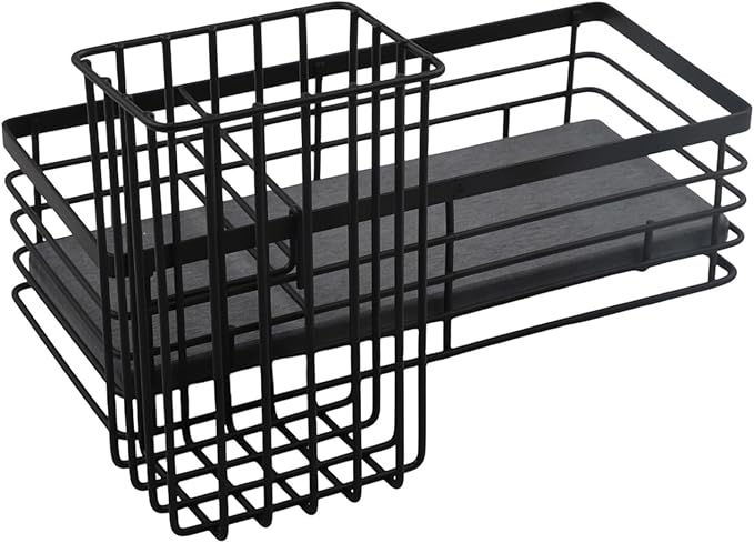 Efficient Sink Caddy with Removable Brush Holder and Water Absorbent Diatomite Stone Tray for Sponges