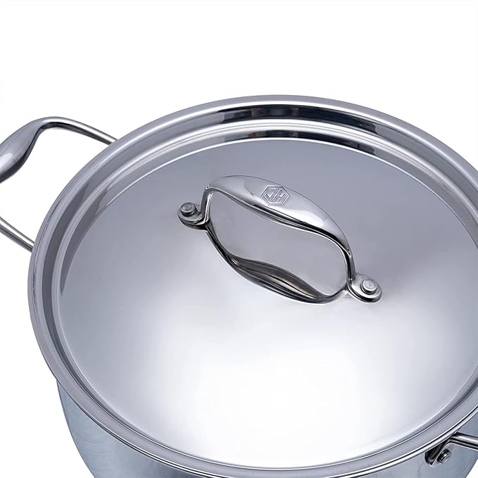 HexClad Hybrid Nonstick 5-Quart Dutch Oven with Stainless Steel Lid, Stay-Cool Handles, Dishwasher-Friendly, Oven-Safe Up to 900°F, Induction Ready, Compatible with All Cooktops