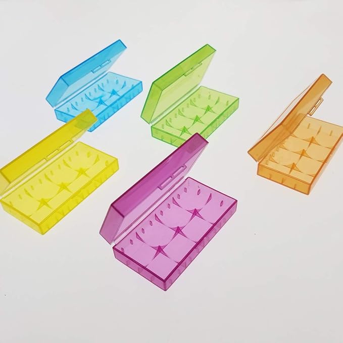 5 PCS Clear Colorful Battery Storage Case Holder Organizer for 18650, Battery Storage Case for 18650 or CR123A Battery