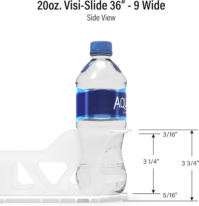 Display Technologies Visi-Slide Gravity Fed Extended Organizer for 20-25oz Beverages on Extended Flat and Angled Shelves in Cold Vaults & Coolers, 9-Wide, 36" Deep Drink Organizer (Pack of 3)