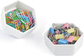 Resin Paper Clip & Binder Clip Dispenser for Home Office & School, Push Pin & Paper Clamp Holder for Desk, Work Desk Accessories Organizer, 2 Pack, White