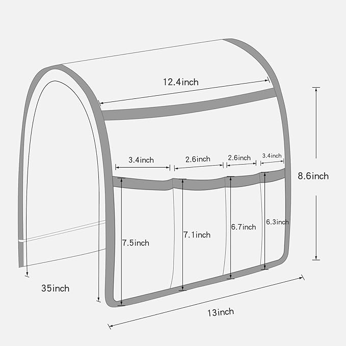 NB Sofa Armrest Organize remote holder bedside caddy organizer with 5 pockets，non-slip couch remote control holder couch armchair caddy accessories (Gray, 35"x12.4")