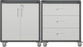 Metal Tool Cabinet,Garage Storage Cabinet System,Wall Cabinet & Locking Rolling Tool Cabinet with Doors and Adjustable Shelves,Steel Tool Cabinets for Home (2 Pcs-StyleC, Black & Grey)