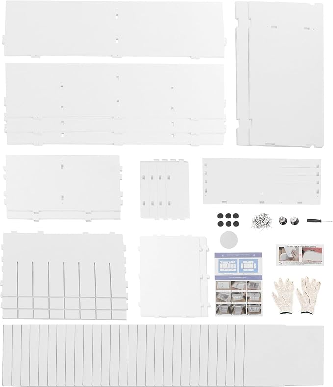 Adjustable Literature Organizer, 32 Compartments Mail Sorter Organizer with 2 Drawers, PVC Desktop File Sorter, Classroom Mailbox Office Mailbox Cubbies for Office, Home, Study Room White