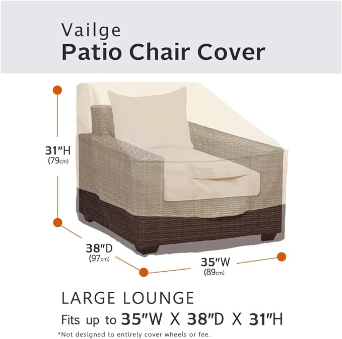 Vailge Patio Chair Covers, Lounge Deep Seat Cover, Heavy Duty and Waterproof Outdoor Lawn Patio Furniture Covers (4 Pack - Large, Beige & Brown)
