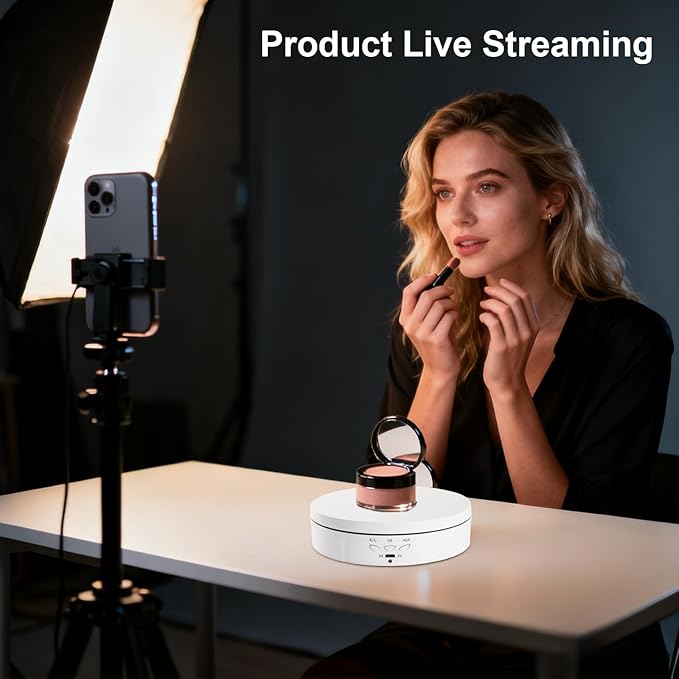 Motorized Rotating Display Stand for Jewelry, Rechargeable Automatic Mute Rotating Stand, Electronic Turntable with USB for Display, Remote Control