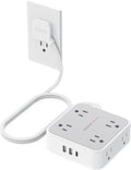 TESSAN Surge Protector Power Strip, 5 Ft Flat Plug Extension Cord with 3 USB (1 USB C) 8 Outlets, 1250W, 900J Protection, 3 Sided Outlet Extender with Power Switch for Office, Dorm Room Essentials