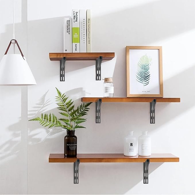 10 Pack 7‑Inch Adjustable Wire Shelf Brackets – Heavy‑Duty Double‑Track Closet & Wall Shelving System Supports（Black）