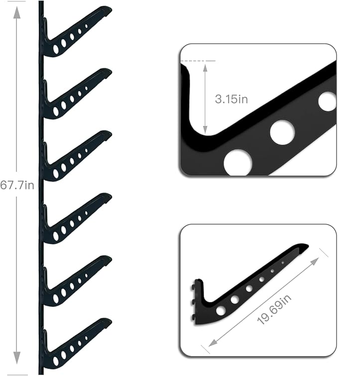 Snowboard Wall Mount, Adjustable 5/6 Board Surfboard Rack, Surfboard Wall Hangers for Surfboard, Wakeboard, and Snowboard Storage at Home or Garage