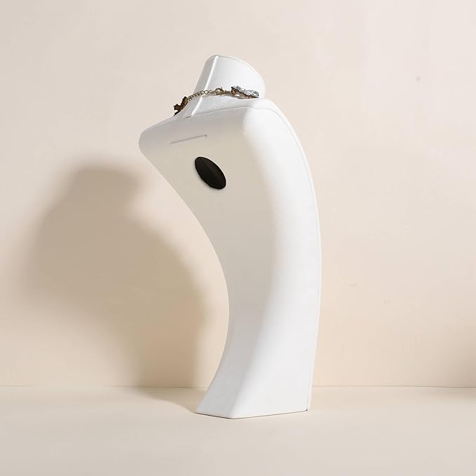 GemeShou White necklace storage organizer for sale, Velvet necklace holder stand, jewelry bust display stands, Jewelry Mannequin for Countertop, Showcase【White-Large height 12.4 inch】