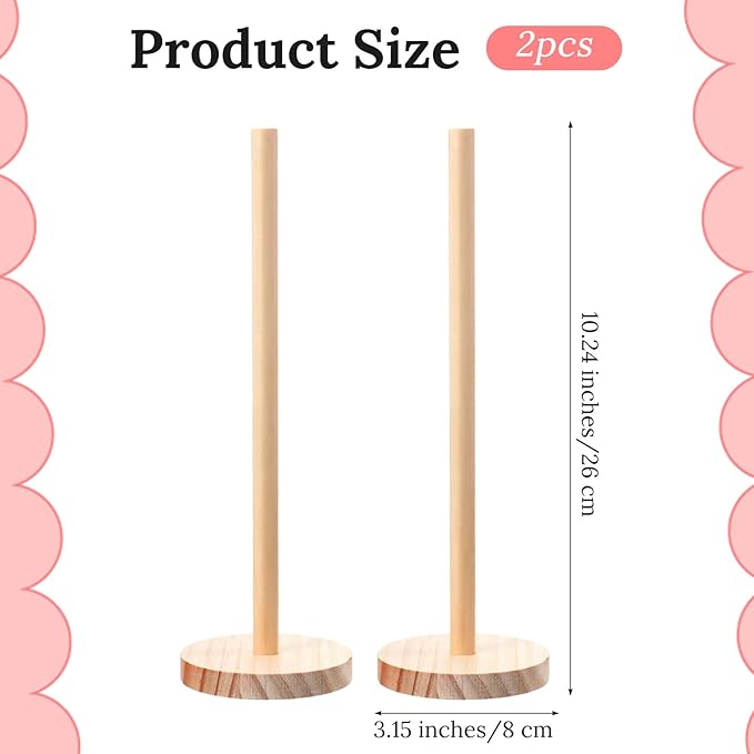 2 Pcs Scrunchie Holder Stand Hair Tie Organizer Vertical 15-20 Scrunchies Hairs Accessories Organizer Display Scrunchy Wood Hair Tie Holder Storage for Women Bathroom Bedroom Decor