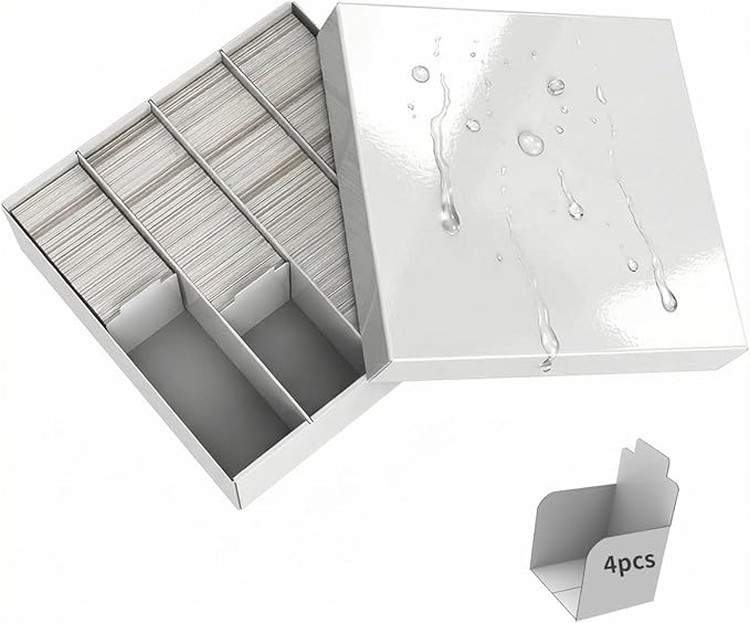 Trading Card Storage Box with 4 Cards Stoppers, 3200 Count Cardboard Storage Box for Sports, Tcg, Mtg, Standard Card, Bulk Collectible Trading Cards (1-Pack)
