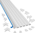 D-Line Small Cord Cover Kit, 30ft Self-Adhesive Wire Hider, Half Round Cord Covers, Paintable Cable Management - 6X 5ft Channels and 13 Accessories