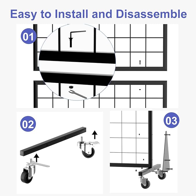 2-Pack 2'x5.5' Ft Gridwall Panel Display Stands 2'x5.5' Ft, Heavy Duty Floor Standing Retail Display Rack with Triangle Base for Retail Art Show
