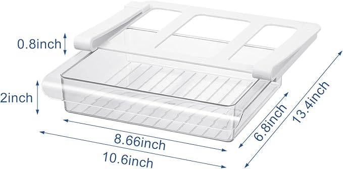 Pull-Out Fridge Drawer Organizer - Under Shelf Storage Bins for Refrigerator Organization for Fruits Vegetables, Cheese & Deli (Flat & Narrow)