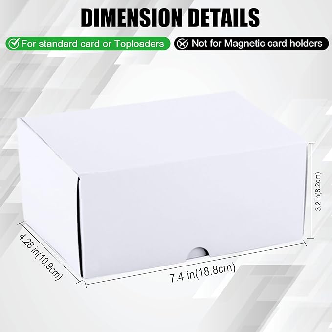 Toploader Trading Card Storage Box, 10-Pack 100 Count White Corrugated Cardboard Bulk Sports Top Loaders Storage Box for TCG/Magic/Mtg Basketball Cards, Collectible Trading Card Organizer