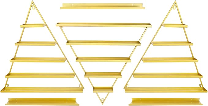 6PCS Nail Polish Racks, 5 Tiers Heart-Shaped Cosmetic Display Racks, Triangular Floating Wall Mount Cosmetic Display Shelves for Home Spa Nail Salon Shop