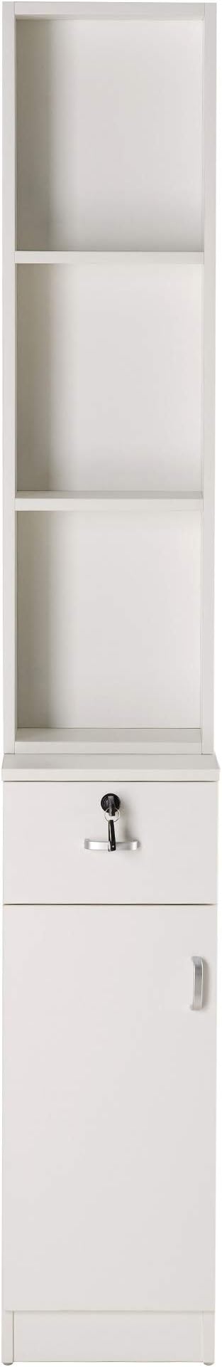 BarberPub Locking Wall Mount Hair Styling Barber Station with Drawer Storage Beauty Salon Spa Equipment 3036-1 (White)