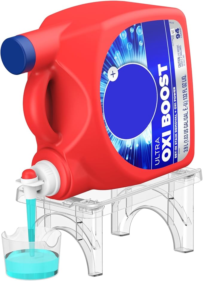 Liquid Laundry Holder, Stand for Laundry Room Organization and Storage, laundry detergent dispenser (Clear) (1Pack)