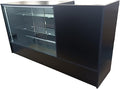 Only Hangers Register Stand with Counter Space and Retail Glass Showcase Display - with LED Lights - 72" (Black)