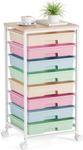 Rolling Storage Cart, Rainbow Cart with 8 Drawers and Wooden Tabletop, Teacher Organization for Classroom, Art Cart for Classroom,Office,Bedroom,Rainbow
