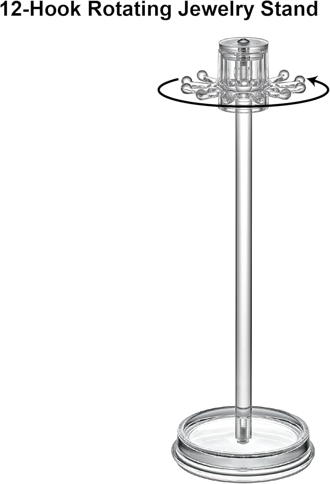 Amazing Abby - Temptation - 2-Pack Necklace Holder Stand with Spinning Hook Design, Jewelry Organizer Stand, Bracelet Tree Display, Perfect Storage Solution for Necklaces, Bracelets, Rings, and More