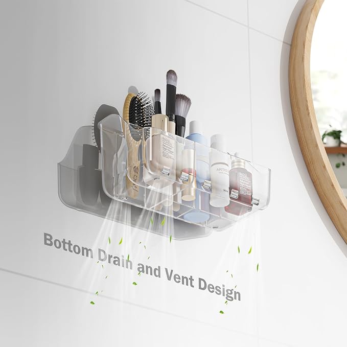 Clear Toothbrush Holders for Bathroom Organizers and Storage, Wall-Mounted Tooth Brush Holder and Toothpaste Holder for Bathroom Wall, Countertop - Bathroom Accessories, 2 Packs