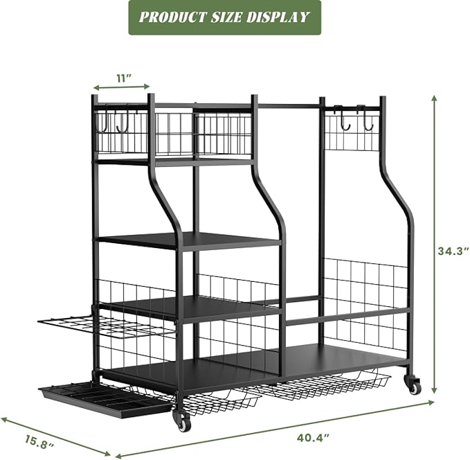 Golf Organizer for Garage, 3 Bag Golf Bag Holder Stand with Shelves & Club Rack, Multi-Functional Adjustable Golf Equipment Storage System