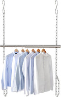 Hanging Closet Rod, Adjustable Width and Height Closet Rods Extender, 17-28inch Heavy-Duty Stainless Steel Bar, Space-Saving Closet Rod Hanging Clothes, 1Pack(Silver)