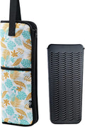 2 Pieces Hair Flat Iron Case Holder Canvas Bag Heat Resistant Curling Iron Silicone Straightener Holder Mat for Hair Tools Curling Iron Organizer Bag (Leavies)