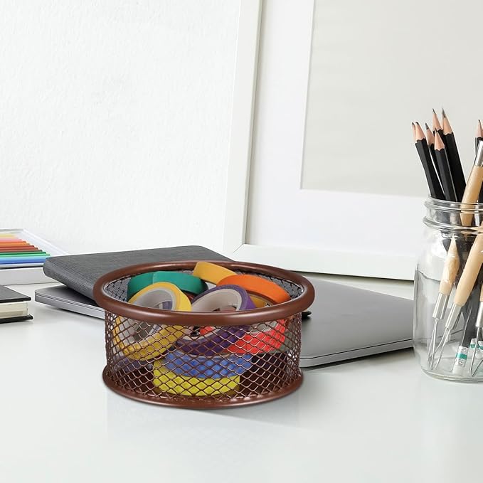 VILLCASE Paper Clip Holder, PaperClip Holders for Desk, Metal Mesh Paperclip Dispenser Organizer Desktop Binder Clip Holder Container for Home Office School, 4pcs