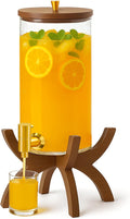Glass Drink Dispenser,1.5 Gallon Beverage Dispenser with Stand,Lemonade Dispenser with Stainless Steel Faucet,Drink Dispensers for Parties, Bars and Home