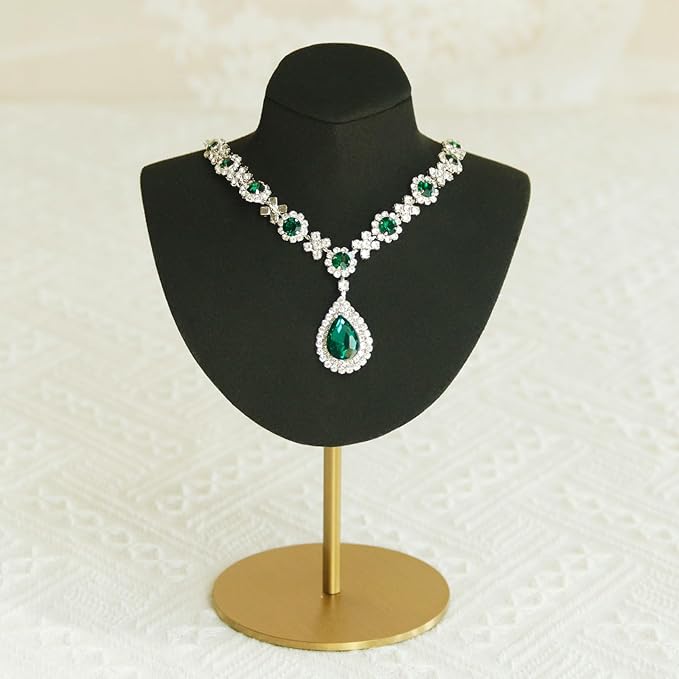 Necklace Display Stand For Selling Velvet Chain Jewelry Bust Holder Organizer With Stainless Steel Stand Jewelry Display