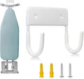 BiJun Ironing Board Holder Wall Mount, Ironing Board Hanger with 5 Inch Length, Iron Board Hook Wall Mount for Laundry Rooms (White)