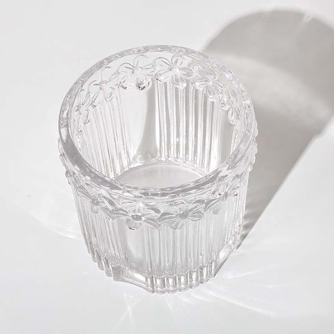 Qtip Cotton Ball Hair Ties Candy Holder Makeup Storage Bathroom Accessories Organizer Thick Glass Apothecary Jars with Lid, 2pcs (Clear)