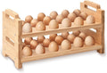 2-Tier Wooden Egg Holder - Egg Basket For Gathering Fresh Eggs, Layer Egg Tray Holder Countertop For 18 Eggs,Tier Egg Organizer For Farmhouse Kitchen Refrigerator Fits Duck, Turkey, Chicken Eggs