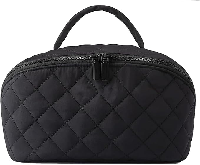 Travel Makeup Bag, Wide Open Expandable Lay-Flat Cosmetic Case, Padded Organizer for Toiletries & Brushes Large Capacity with Compartments