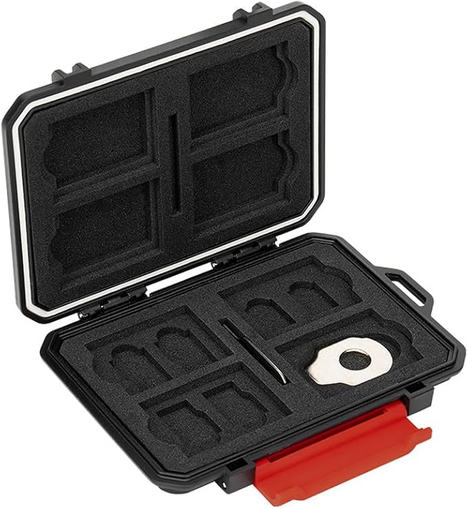 IP67 Waterproof Memory Card Case, Anti-Shock Memory Card Holder for 8 SD SDHC SDXC Cards,4 Micro SD SDHC SDXC TF MSD Cards,4 CFexpress Type-A CFA,2 Nano SIM Storage Carrying Case - Black