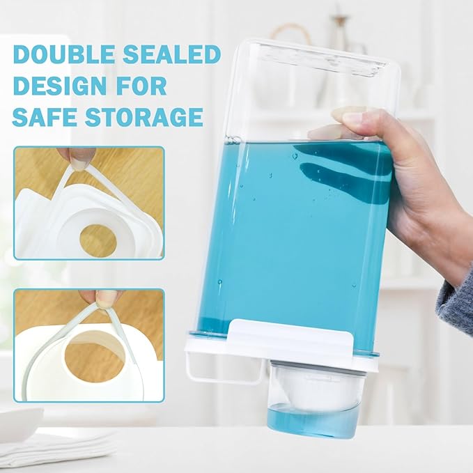 2 Pack 78 oz Liquid Laundry Detergent Dispenser Laundry Detergent Container Liquid Detergent Dispenser for Laundry Room Organization with 6 Removable Labels for Softener Bleach Powder Soda