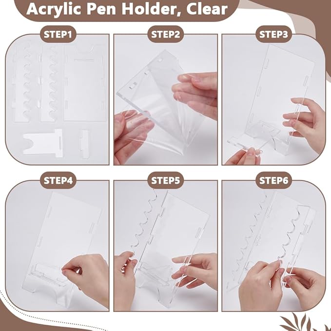 UNICRAFTALE 8-Slots Acrylic Pen Holder Clear Pen Display Stand Holder Makeup Brush Holder Makeup Brush Drying Rack Pencil Show Tool Rack for Office Home