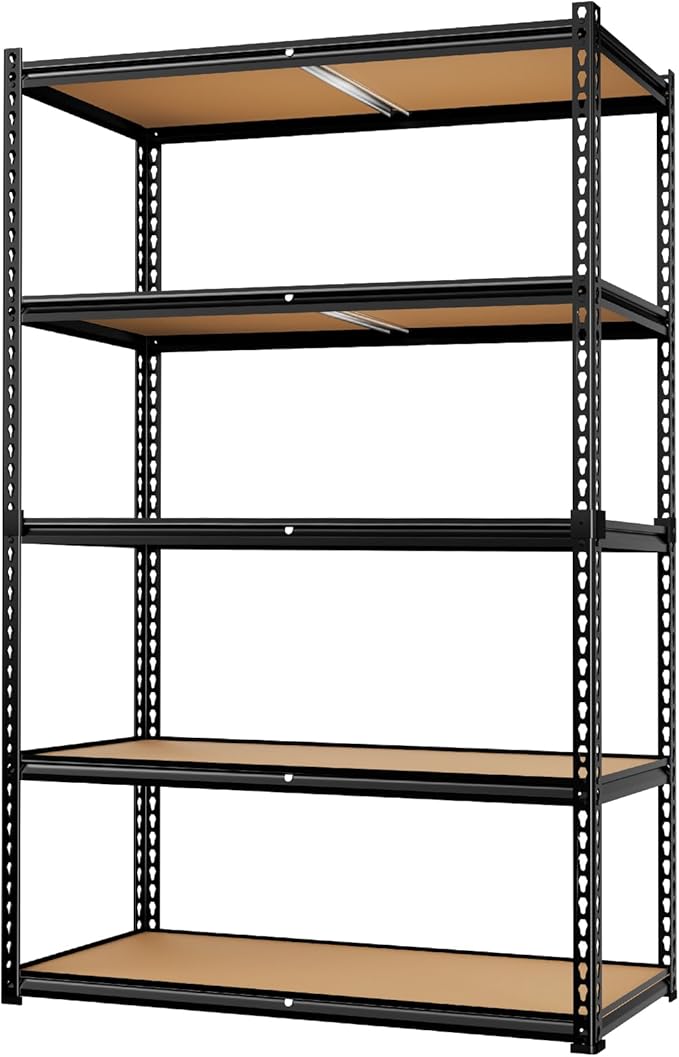 LEVELEVE 5-Tier Heavy Duty Storage Shelving Unit, 2020 lbs Capacity, Adjustable Metal Utility Shelf, 48" L x 18" W x 73" H for Garage, Kitchen, Pantry, Basement, Bathroom, Laundry