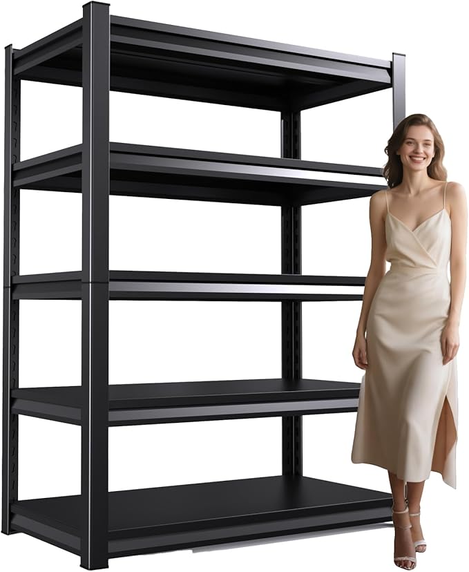 81" H Garage Shelving Heavy Duty Storage Shelves Adjustable Garage Shelves 5 Tier Metal Shelving Unit Utility Rack Shelf for Storage Warehouse Pantry (81 "H x 46 "W x 20" D)