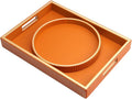 SANZIE Leather Tray Desktop Storage Organizer Premium Serving Tray Decorative Tray Valet Tray for Sundries Cosmetics Phone Wallet Cutlery