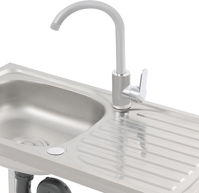 Free Standing Stainless Steel Sink 30" Commercial Sinks with Operation Countertop and Bottom Shelf Utility Sink for Restaurant Cafe Bar Hotel Garage Laundry Room Outdoor