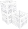 3-Pack Collapsible Plastic Storage Crates,Foldable Crates for Storage,16L (White)