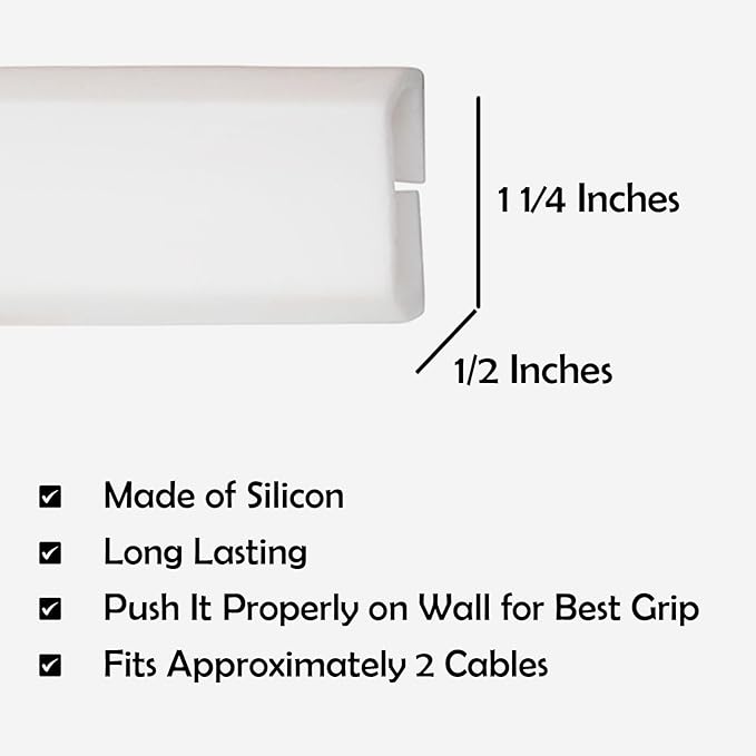 Rubber Bond TV Cord Hider Cable Protector - Strong Self Adhesive Wall Cord Cover Cable Hider - Low Profile Cable Management Wall Cord Concealer Cable Raceway (White, 6 Feet)