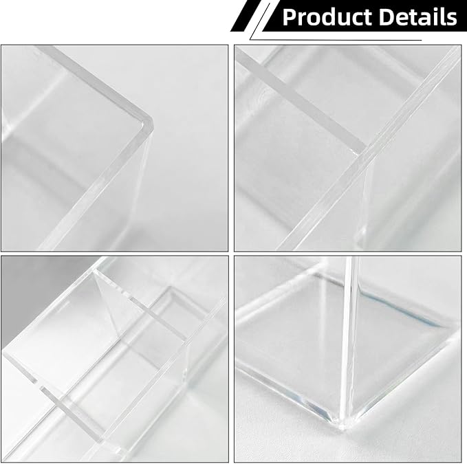 Acrylic Makeup Brush Holder, 2 Pack Clear Pencil Holder, Desk Accessories Holder with 3 Compartments, Brush Organizer for Vanity, Desk, Cosmetic Display